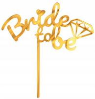 Akrilo torto "nuotaka" papuošimas "bride to Be", auksinis