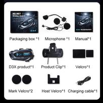 Motociklo Bluetooth ausinė D3X - Belaidis šalmo interkomas, muzikos dalijimasis, IP56 atsparus vandeniui black