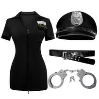 Suaugusios merginos Helovino policininko kostiumas Žaidimų vakarėlio Cosplay kostiumas Seksualus kostiumas 3XL black