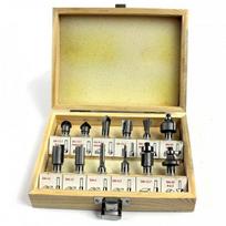 Medžio frezų rinkinys, 12 vnt., 8 mm kotas, su guoliais