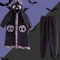 Anime Bat Onesie Moteriški Vyriški pižamos su gobtuvu Fox miegui Kombinezonas Vientisas Kombinezonas Cosplay Kostiumas Miego drabužiai Naktinis paltas Sodybiniai drabužiai Naktiniai marškiniai L night-robe pants black