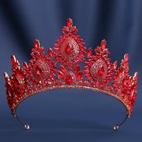 2026 Europos ir Amerikos grožio konkurso nuotakos karūna galvos apdangalas, lydinio kristalų vestuvinė galvos juosta galvos apdangalas karūna 17CM*9.7CM red