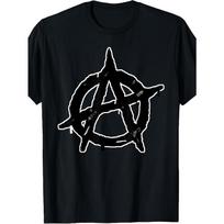 Europos dydžiai Anarchy Anarchisto simbolis - Dėvėtas Rebel Grunge marškinėliai Marškinėliai Taip pat stiliaus vyrams Vasariniai trumpomis rankovėmis spausdinti marškinėliai S juoda