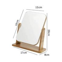 1Pc Clear Wooden Vanity Mirror - Desktop Angle Adjustable High-Definition Makeup Mirror with Stand for Personal Grooming white