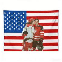 Įkaitusi Rivalystė Ledo Ritulys Ilya & Shane Gobelenas Amerikos Vėliavos Spaudinys Humoro Sienų Dekoras Miegamajam Restoranui Barui Vakarėlio Fonas 40X60CM red