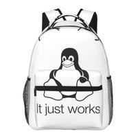 Linux Tux Penguin Neo Gradient Student Backpack School Bag Hiking Travel Daypack for Boys Girls Fashion Bookbag Shoulder Bags One Size white