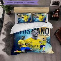 Cristiano Ronaldo Pattern 3 Pieces Bedding Set Soft Microfiber Duvet Cover with Pillow Cases for Bedroom 135cm*200cm
