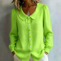 Women's Knit Long Sleeve Shirt Casual Top XXL žalia