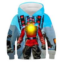 Skibidi Toilet Print Hoodie Kids Autumn Winter Clothes Children Titan Speakerman Sweatshirt Boys Hoodies Girls Cartoon Pullover 140 blue