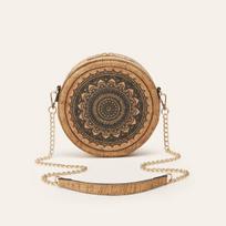 Apvali Kamštinė Kryžmai Nešiojama Rankinė Moterims Bohemiško Stiliaus Vintage Hobo Rankinė Piniginė Sankaba Moteriška Lengva Peties Rankinė Su Reguliuojama Juosta one size beige