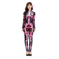 Helovino skeleto kostiumas vaikams ir suaugusiems, pagamintas iš medvilnės audinio, skirtas cosplay ir teminiams vakarėliams Black Pink,120 black