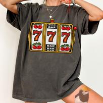 Slot Machine Jackpot Shirt Comfort Colors® Vintage Casino Clothing Gift Lucky Seven Graphic Tee S black