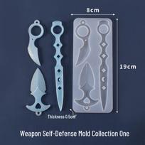 DIY Epoxy Crystal Dagger Keychain Mold - Self-defense Weapon Silicone Pendant. gray