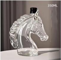 Glass Horse Head Decanter Whiskey Liquor Bottle Artistic Bar Display Container for Home Party Drinking Accessories black