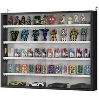 Wall Mounted Display Cabinet For Collectibles 4 Adjustable Height Shelves And 2 Sliding Doors 80 X 9.5 X 60 Cm Black