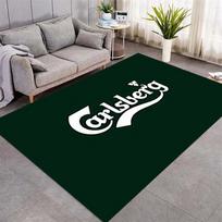 Carlsberg alaus logotipo tamsiai žalio fono kilimas, neslystantis minkštas grindų kilimėlis, baro namų dekoras, grindų kilimas 80x120cm( 31x47in)