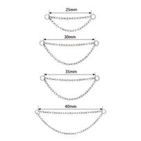 Titanium Ear Alloy Nose Stud Chain Piercing Jewelry 2 silver chains [titanium],35mm