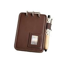 Detachable Leather Notebook Cover Leather Flip Binder Cover 3 Hole Binder Cover  Daily Record black