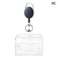 Transparent Card Slots Id Badge Holder Id Pendant Badge Reel Storage Organizer Employee Pass Work Card Case black