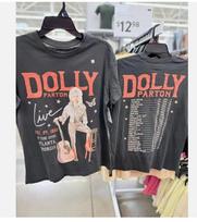 Dolly Parton gyvai koncertų turas 1985 m. Perdirbinys, dvipusis juodas marškinėlis NH29225 L gray