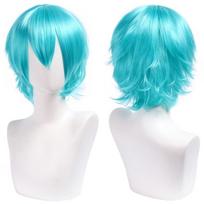 Dirbtiniai trumpi tiesūs sintetiniai perukai Universalūs anime vakarėlių perukai Spalvingas cosplay perukas Helovinas Style 16 blue