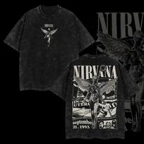 Vintažiniai Nirvana Roko Grupės Marškinėliai Retro Muzikiniai Grafiniai T-Shirt – Unisex Laisvalaikio Gatvės Apranga Roko Mėgėjams 4XL black
