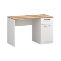 Rašomasis stalas Velutto 1D1S/120, 120x60x77 cm, baltas/rudas
