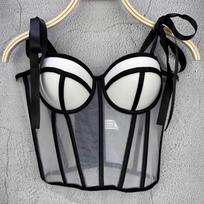 Prancūziško saldaus stiliaus nėriniuotas be petnešėlių topas moterims, vidinis sluoksnis, viršutinis drabužis, seksualus korsetinis topas, camisole & tankiniai topai 36/80 gray