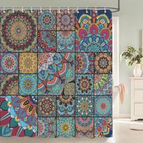 Indian Bohemia Printed Shower Curtains Frabic Waterproof Polyester Decor Bohemian style Bath Curtain With Hooks 240x180cm W90xH180cm gray