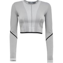 Adidas X Stella McCartney Bendro Prekės Ženklo Dryžuotas Trumpas Ilgomis Rankovėmis Sportinis Viršus Moteriški Viršutiniai Drabužiai Pilkas HR4511 M gray