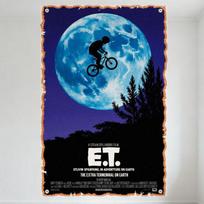 ET. E.T. Steveno Spielbergo Vintažinis Filmo Metalo Skardos Ženklas Namų Barui Kavinės Dekoru, Mėlyno Mėnulio & Dviračio Siluetas 20x30cm（7.8x11.8inch） blue