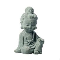 Buddha Figurine for Meditation, Resin Sitting Office Decor Style B gray