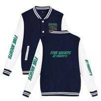 Five Nights At Freddy's Baseball Jacket Men Women Hip Hop Harajuku Jackets Streetwear Loose College Coats XS juoda