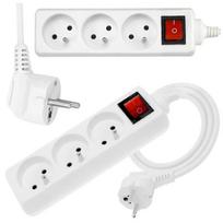 Išplėtimo laidas su įžeminimu ir jungikliu, baltas, 3 lizdai, 3 m, OMY 3x1, Elgotech EPS-303W