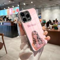 Singer Britney Spears Phone Case For IPhone 17 Pro Max 15 Pro 16 14 Plus 12 13 Mini 11 Pro Shockproof Electroplated Glass Cover iPhone 12 Pro white