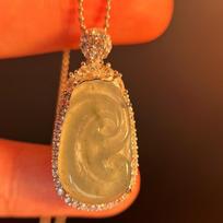Natural Jadeite Ruyi Pendant, Real Shot. brown