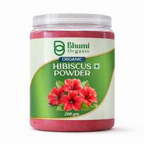 Bhumi Organic Hibiscus Powder, 200g, Natural Hair Growth and Care, for Hair Pack, Face Pack and Tea green