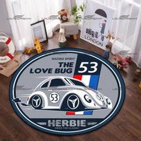 Apvalus flanelinis Herbie vabalas automobilio kilimėlis Ne. 53 Automobilio dekoratyviniai kilimėliai Modernūs namų svetainės grindų kilimėliai Miegamojo kilimo apdaila Diameter 60cm gray