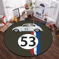 Apvalus flanelinis Herbie vabalas automobilio kilimėlis Ne. 53 Automobilio dekoratyviniai kilimėliai Modernūs namų svetainės grindų kilimėliai Miegamojo kilimo apdaila Diameter 60cm gray