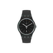 Swatch New Gent Series Quartz Movement 30 Meters Water Resistant Watch 41 Mm Black Dial Plastic Case Silicone Strap Unisex watches SUOS402 Black black