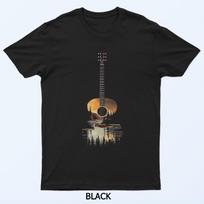 Sunset Acoustic Guitar Nature Reflection Music Lover T-Shirt XXXL black