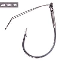 10Pcs Wacky Rig Weedless Hooks Drop Shot Worm Hook Bass Fishing Tackle Accessories gray