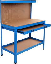 Darbo stalas su perforuota sienele, viršutine lentynėle, apatine lentyna ir stalčiumi KD640, 1200x600x12mm