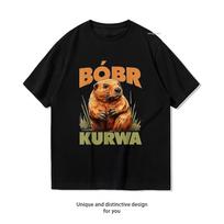 Bobr Kurwa Bober Beaver Bobr Tshirt Woman Man Summer Oneck Breathable Graphic T Shirts Casual Outdoors Tops Tee XL brown