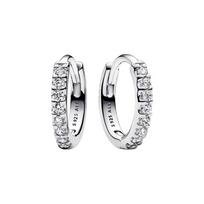 Pandora Logo Design 925 Silver Synthetic Cubic Zirconia Earrings Women's Silver 293015C01 sidabras