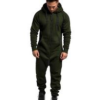 Hooded Men's Long Sleeve Camouflage Onesie Jumpsuit For Casual Wear** ArmyGreen,L black