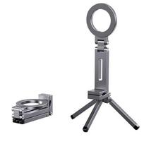 Magnetic Travel Phone Holder MagSafe Foldable 360° Rotating Clip Stand Portable Aluminum Alloy Desktop Mount for iPhone Android pilka spalva