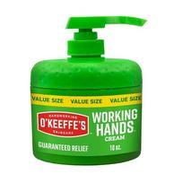 Working Hands O'Keeffe's Hand Cream for extreme dryness in a pump-operated jar 283.5g 10oz 1 Pack for cracked and dry green
