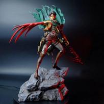 Attack On Titan Gk Figure Levi Ackerman Mikasa Ackerman Battle Damaged Double Head Sculpt Anime Pvc Statue Collectible Model blue