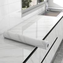 Waterproof and Grease-Resistant Kitchen Stickers; Self-Adhesive Marble Wallpaper for Countertops and Stoves; Thickened Cabinet Refurbishment 2m long * 80cm wide white